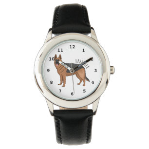 Reloj De Pulsera Ilustracion personalizado de perro pastor alemán