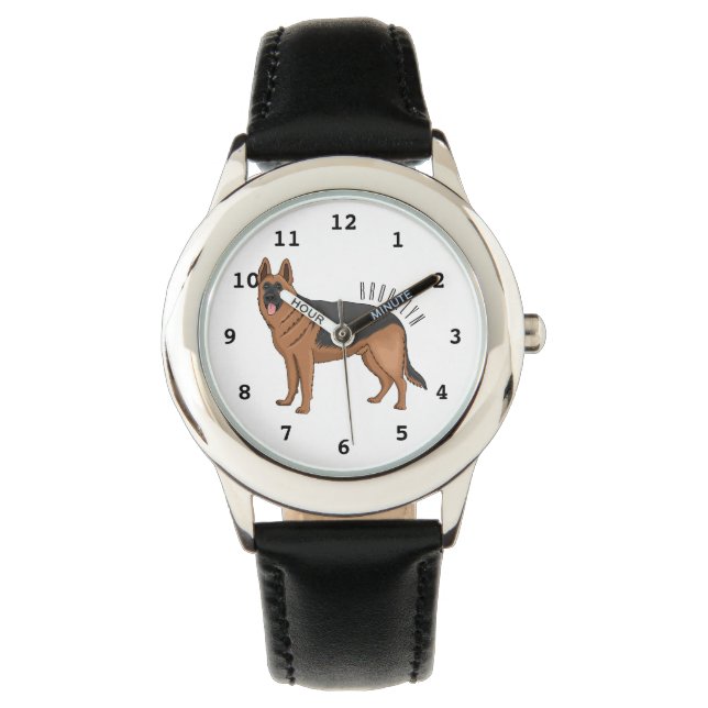 Reloj De Pulsera Ilustracion personalizado de perro pastor alemán (Anverso)
