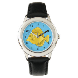 Reloj De Pulsera Ilustracion personalizado de pescado tango amarill