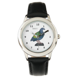Reloj De Pulsera Ilustracion personalizado de pichón de Nicobar