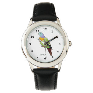 Reloj De Pulsera Ilustracion personalizado de pichón verde de cuell