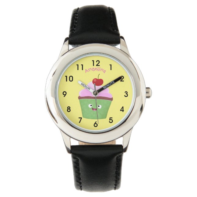 Reloj De Pulsera Ilustracion personalizado de quequitos alegres (Anverso)