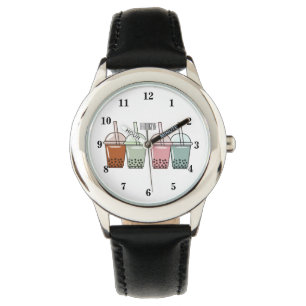 Reloj De Pulsera Ilustracion personalizado de té de burbujas