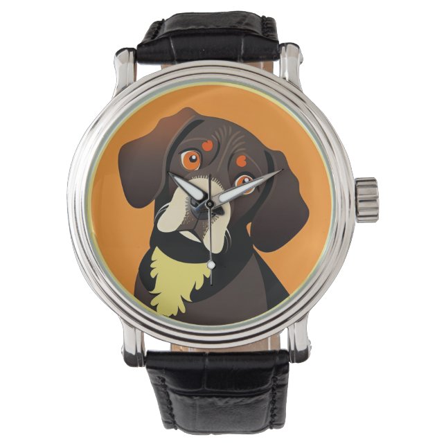 Reloj De Pulsera Ilustracion Personalizado de un cachorro (Anverso)