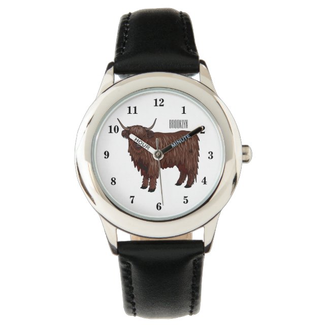 Reloj De Pulsera Ilustracion personalizado de vaca de Highland (Anverso)