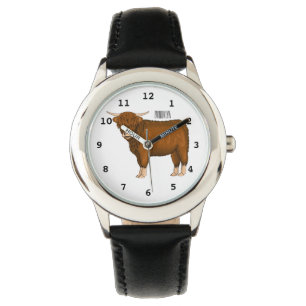 Reloj De Pulsera Ilustracion personalizado de vaca de Highland