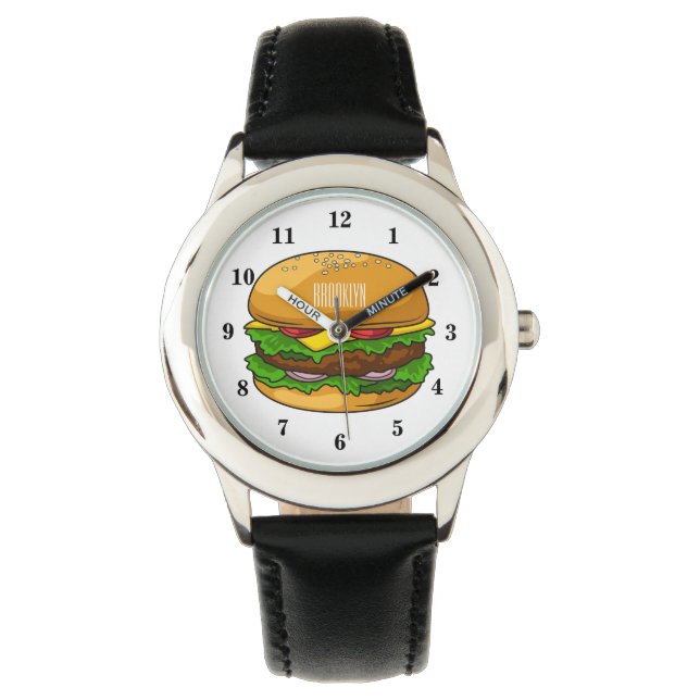 Reloj De Pulsera Ilustracion personalizado Hamburger (Anverso)
