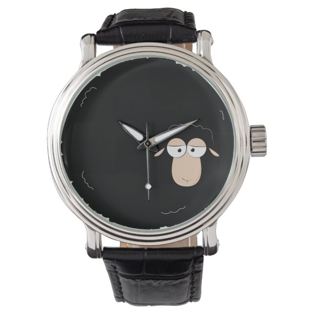 Reloj De Pulsera Ilustracion personalizado ovino negro (Anverso)