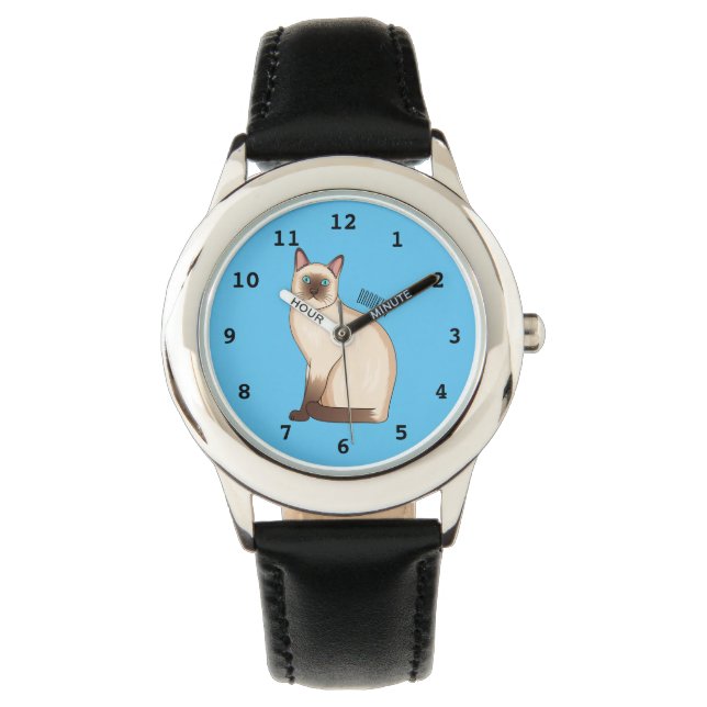 Reloj De Pulsera Ilustracion personalizado siamés (Anverso)