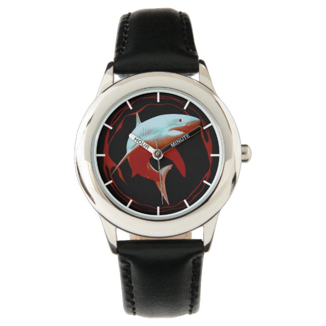 Reloj De Pulsera Ilustracion realista | Gran tiburón blanco (Anverso)