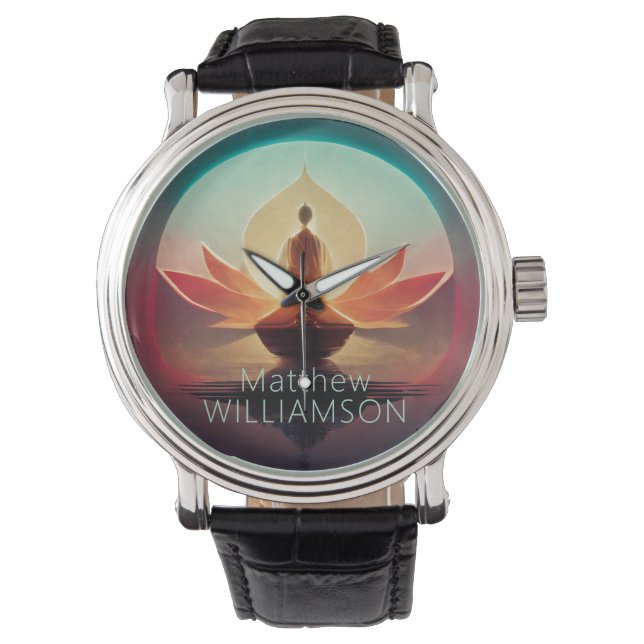 Reloj De Pulsera Ilustración Y Paz Interior Con Tu Nombre (Anverso)