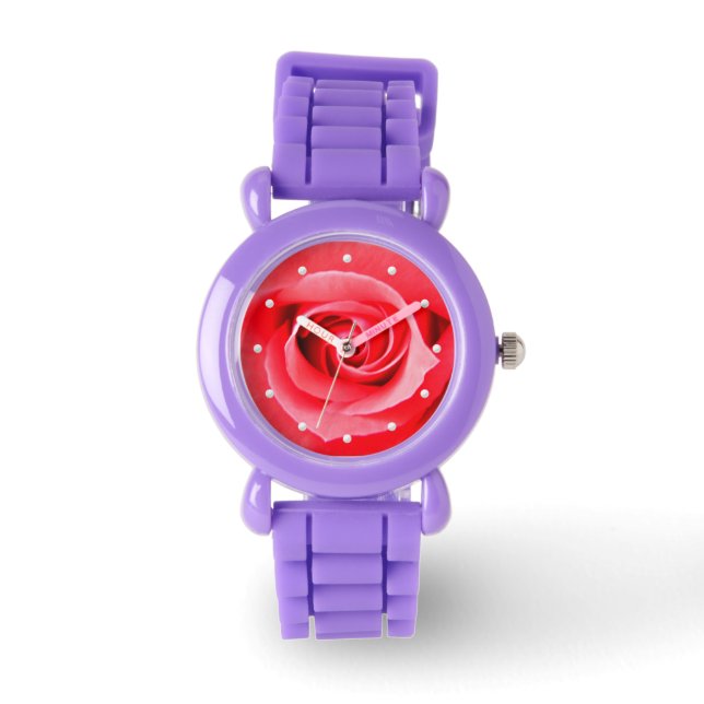 Reloj De Pulsera Imagen de cierre de rosa rojo (Anverso)