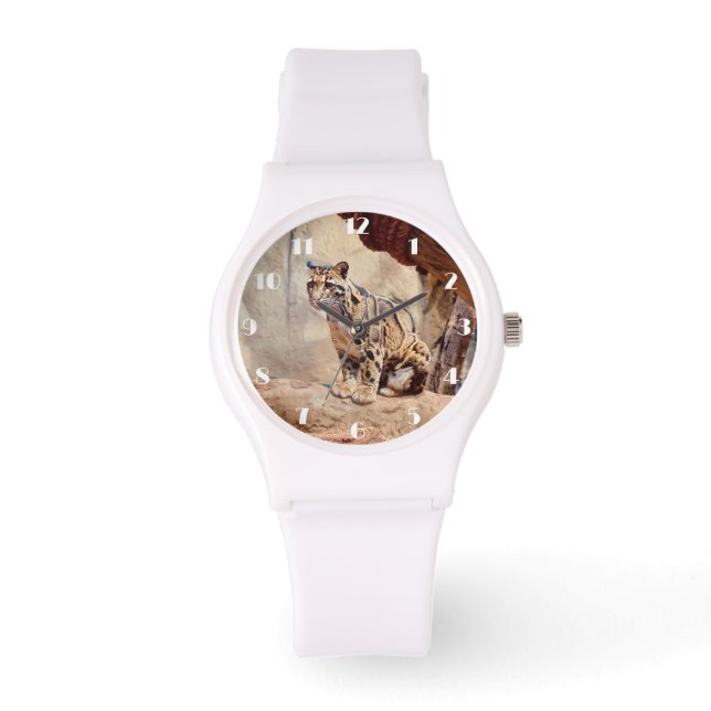 Reloj De Pulsera imagen de leopardo nublado naturaleza vida salvaje (Anverso)