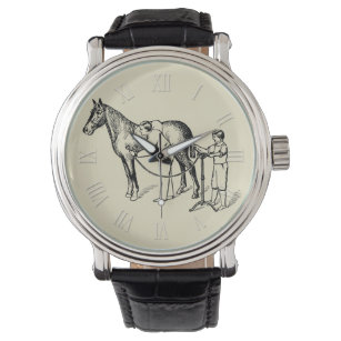 Reloj De Pulsera Imagen de VIintage de caballo recortando números r
