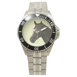 Reloj De Pulsera imagen equina de caballo marrón marrón