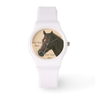 Reloj De Pulsera imagen equina de caballo marrón marrón