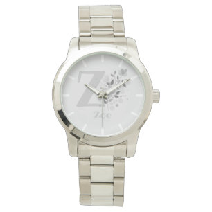 Reloj De Pulsera Imagen floral con números, nombre e iniciales para