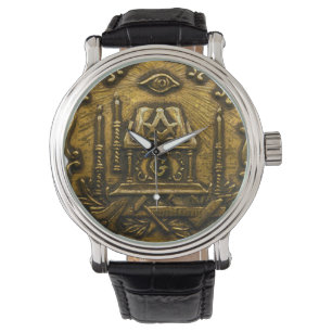 Reloj De Pulsera Imagen masónica de cobre amarillo