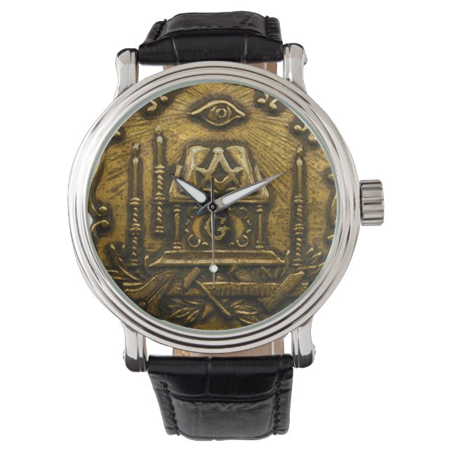 Reloj De Pulsera Imagen Masónica de Latón (Anverso)