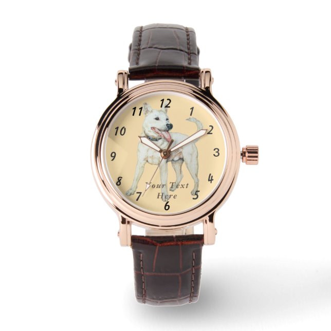 Reloj De Pulsera imagen original de un bulldog americano blanco (Anverso)
