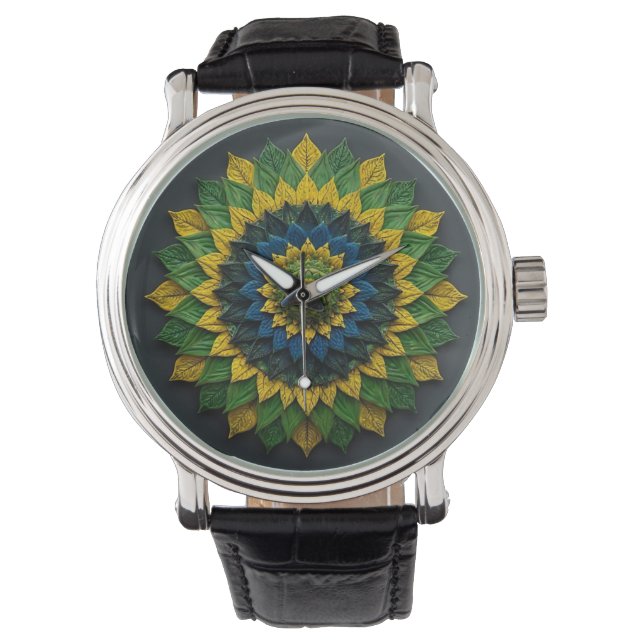 Reloj De Pulsera Imperial Solar Leaf Mandala Luxury Keychain - Emer (Anverso)