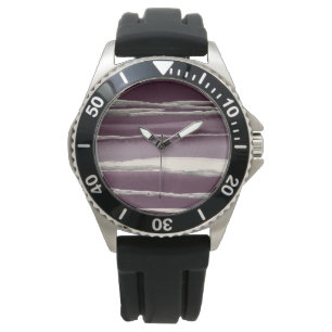 Reloj De Pulsera Impresión abstracta púrpura de Rosa plateado