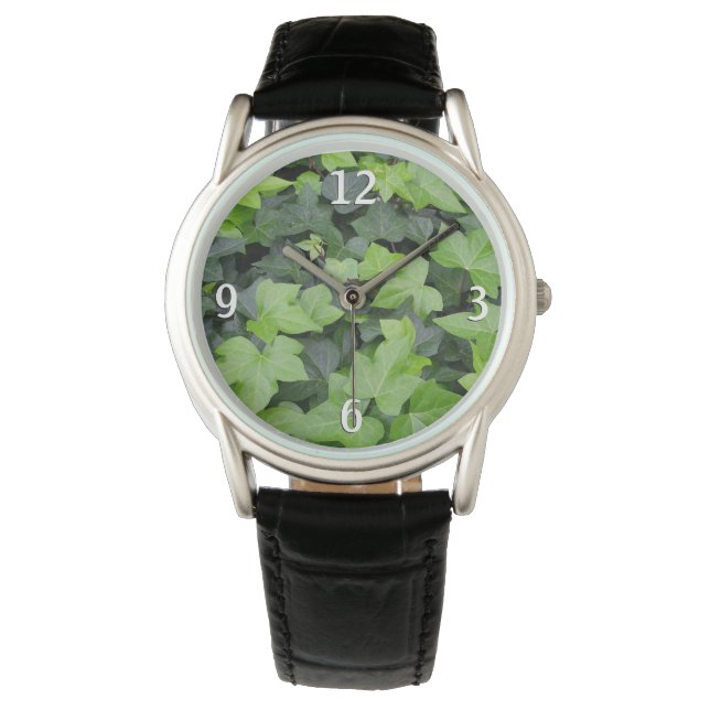 Reloj De Pulsera Impresión botánica de marfil verde (Anverso)