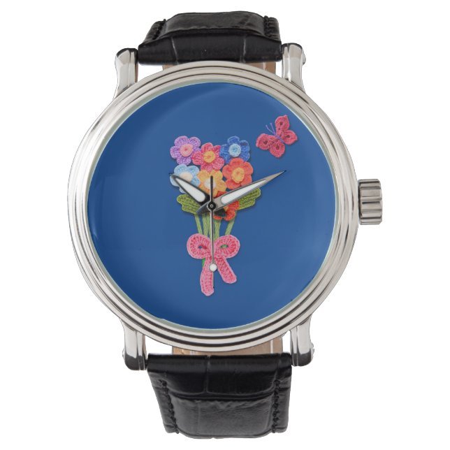 Reloj De Pulsera Impresión crochet de flores (Anverso)