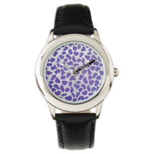 Reloj De Pulsera Impresión dálmata en blanco y púrpura