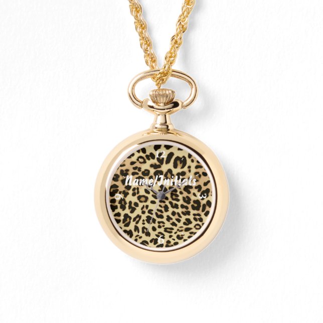 Reloj De Pulsera Impresión de animales leopardo de estilo monograma (Anverso)