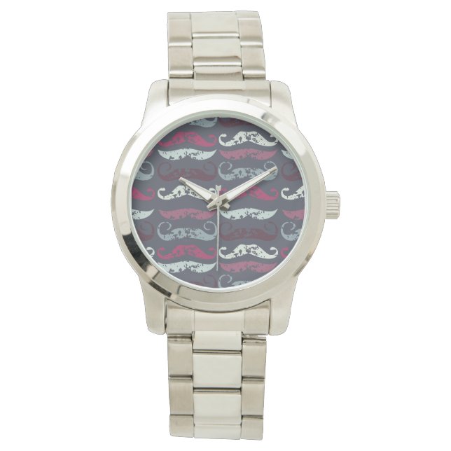 Reloj De Pulsera Impresión de bigote retro con problemas (Anverso)