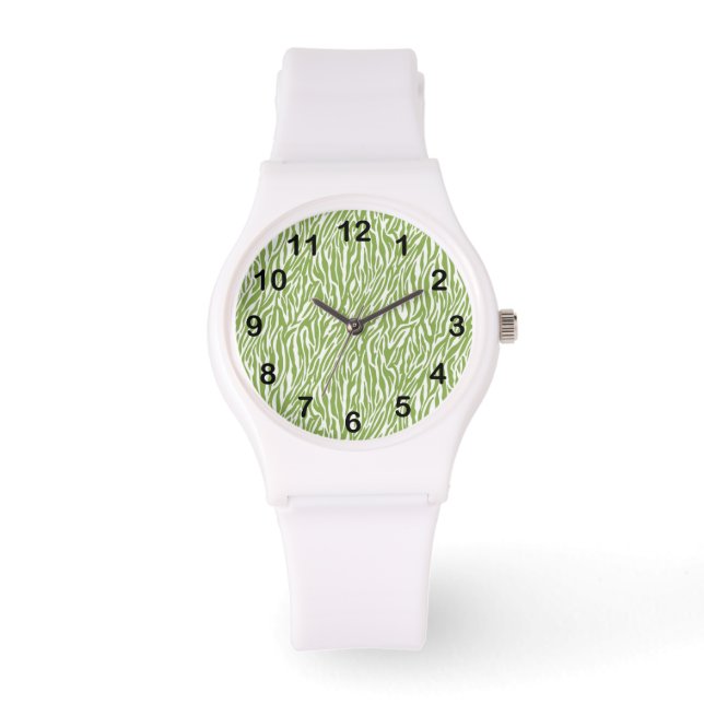 Reloj De Pulsera Impresión de cebra de safari verde (Anverso)