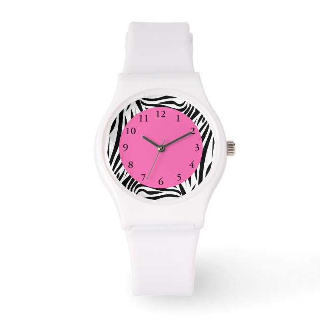 Reloj De Pulsera Impresión de cebra en blanco y negro (Anverso)