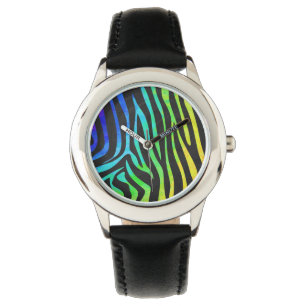 Reloj De Pulsera Impresión de cebra negra y arco iris