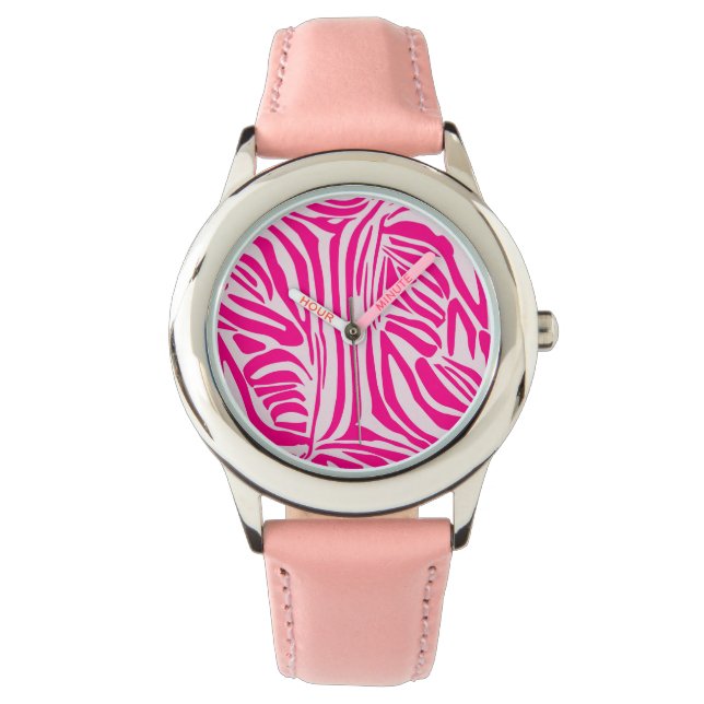 Reloj De Pulsera Impresión de cebra rosa (Anverso)