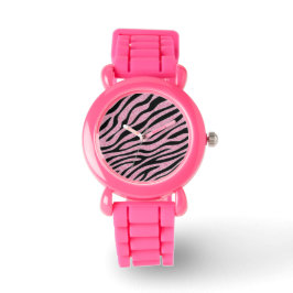 Reloj De Pulsera Impresión de cebra rosa brillante