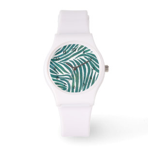 Reloj De Pulsera Impresión de cebra verde azulada