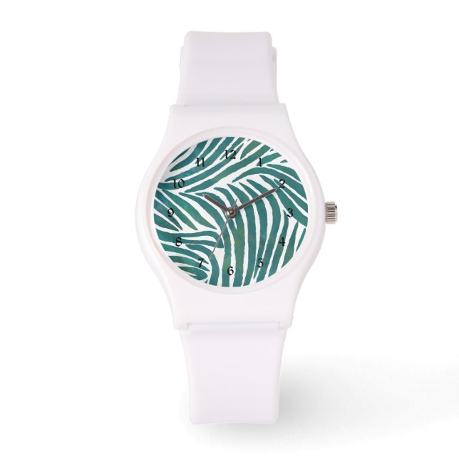 Reloj De Pulsera Impresión de cebra verde azulada (Anverso)
