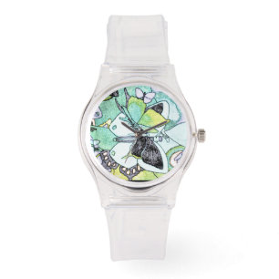 Reloj De Pulsera Impresión de color de agua de mariposa brillante d