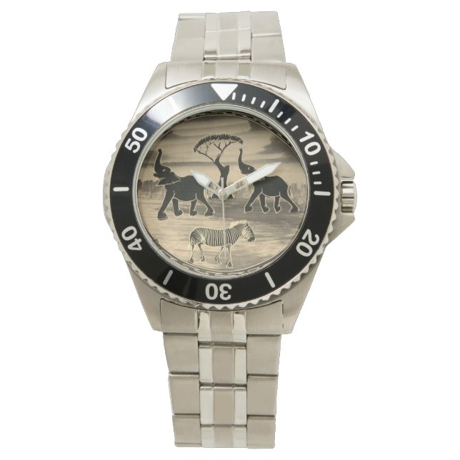 Reloj De Pulsera Impresión de elefantes africanos (Anverso)