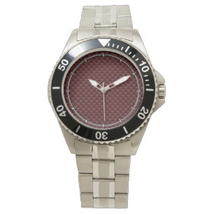 Reloj De Pulsera Impresión de fibra de carbono rojo de ruby
