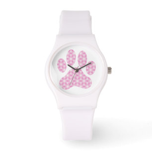 Reloj De Pulsera Impresión de hoja de patrón geométrico blanco rosa