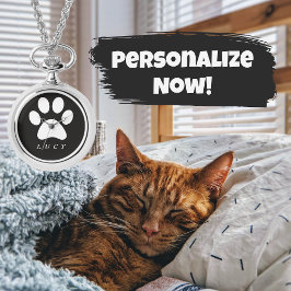 Reloj De Pulsera Impresión de la pata en blanco y negro con el nomb