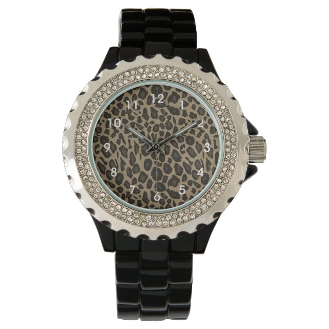 Reloj De Pulsera Impresión de leopardo de animales marrones (Anverso)