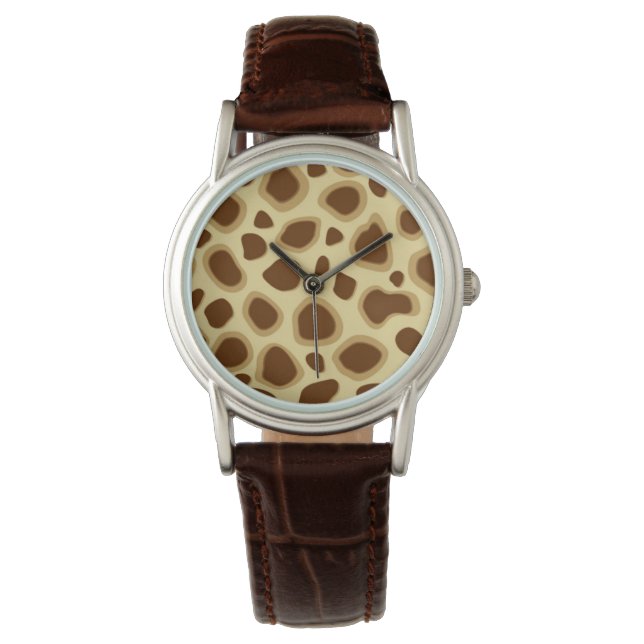 Reloj De Pulsera Impresión de leopardo - Marrón chocolate y Tan de  (Anverso)