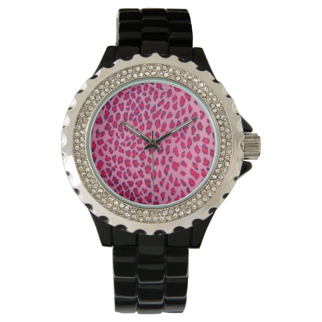 Reloj De Pulsera Impresión de leopardo rosa (Anverso)
