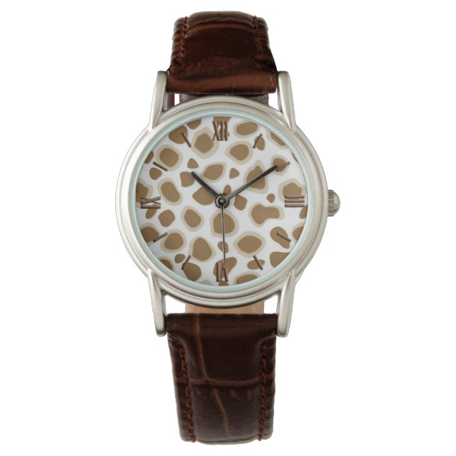 Reloj De Pulsera Impresión de leopardo - Taupe Tan y blanco (Anverso)