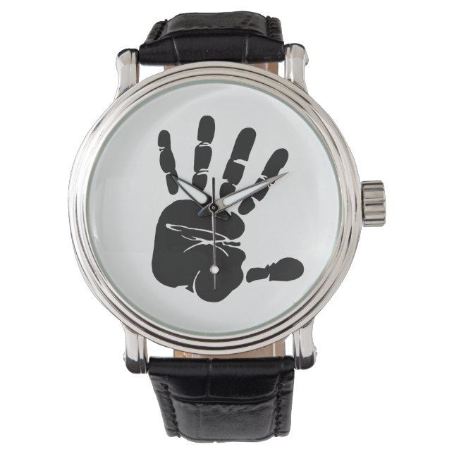 Reloj De Pulsera Impresión de mano en blanco y negro (Anverso)