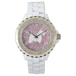 Reloj De Pulsera Impresión de paisley rosa blanca escocesa