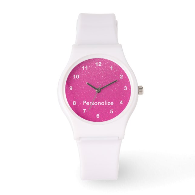 Reloj De Pulsera Impresión de Purpurina rosa suave (Anverso)